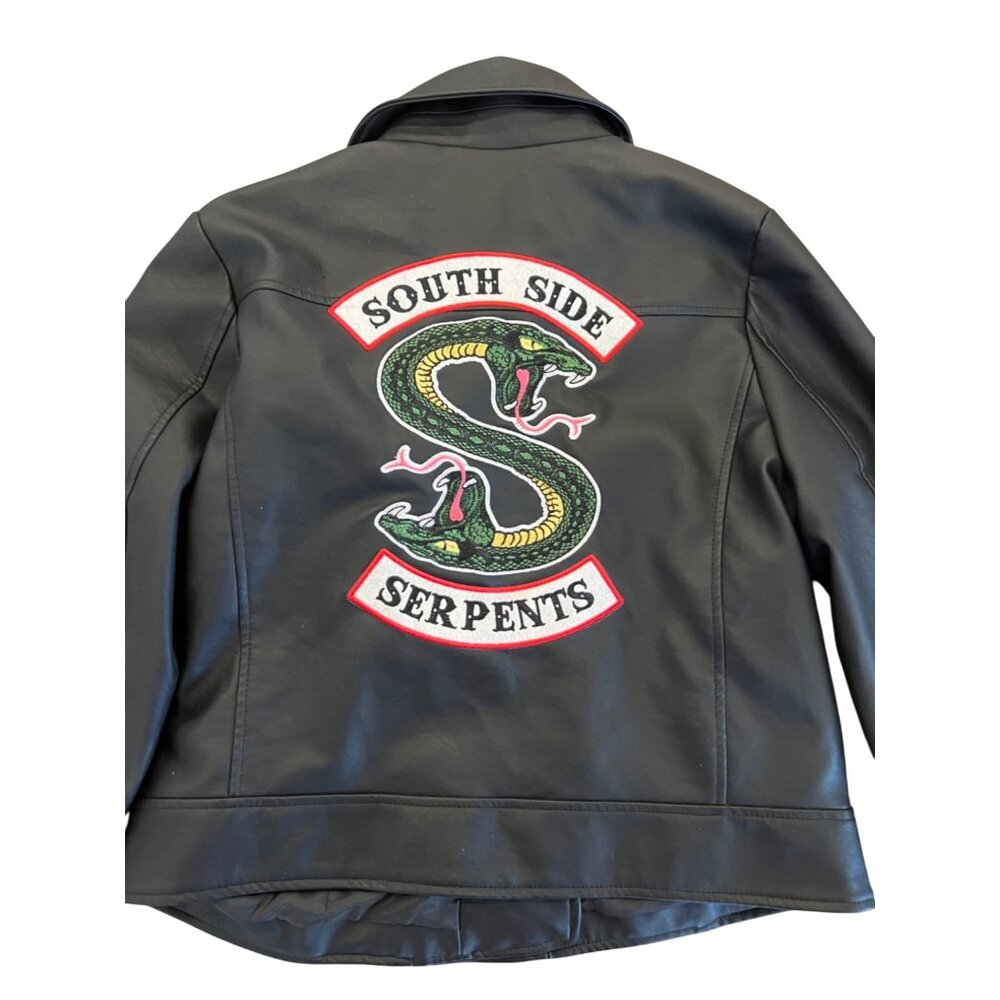 Riverdale South Side Serpents Black Faux Leather Jacket Women's Size XL